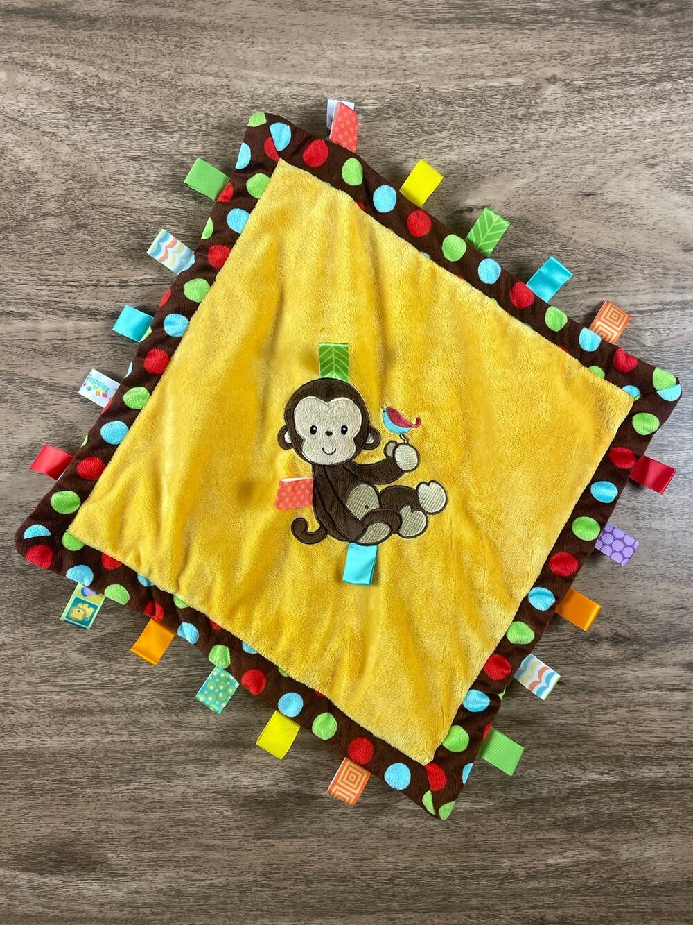 Mary Meyer Taggies Monkey Signature Collection Security Blanket Yellow Brown